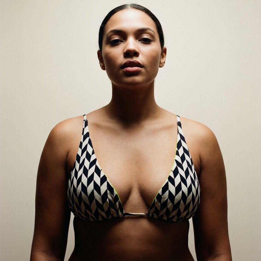 Geometric Black and White One Piece Swimsuit